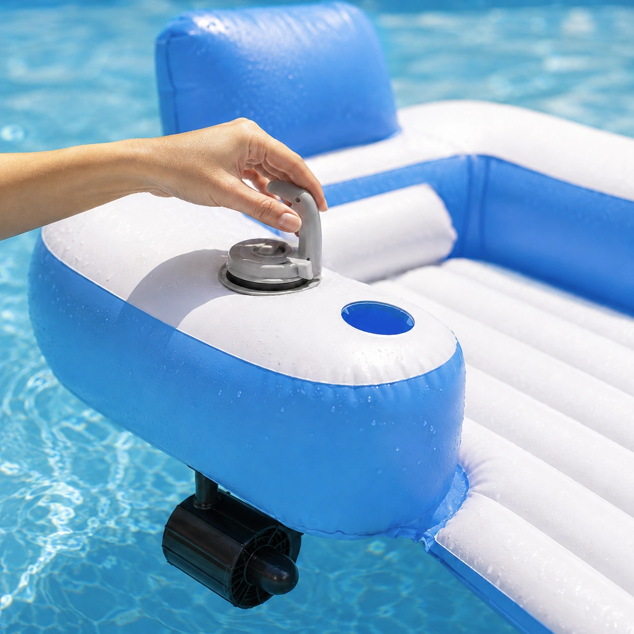 Rechargeable Motorized Pool Lounger - View 1 hover